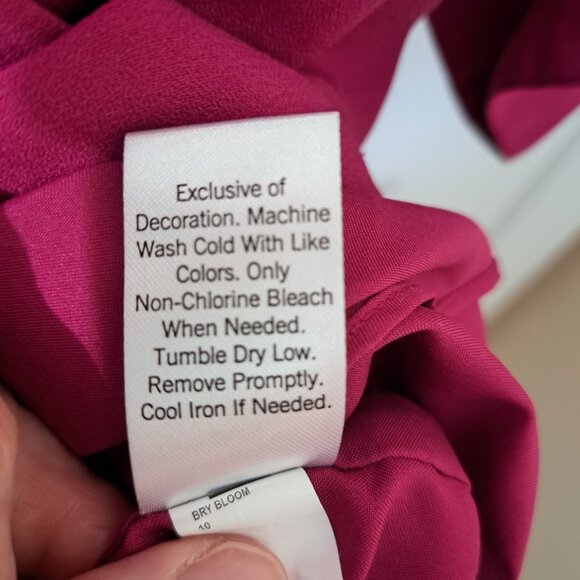 Apt 9 Women's 10 Magenta Long Sleeve Button Up Elastic Waist Dress Business - Picture 9 of 10